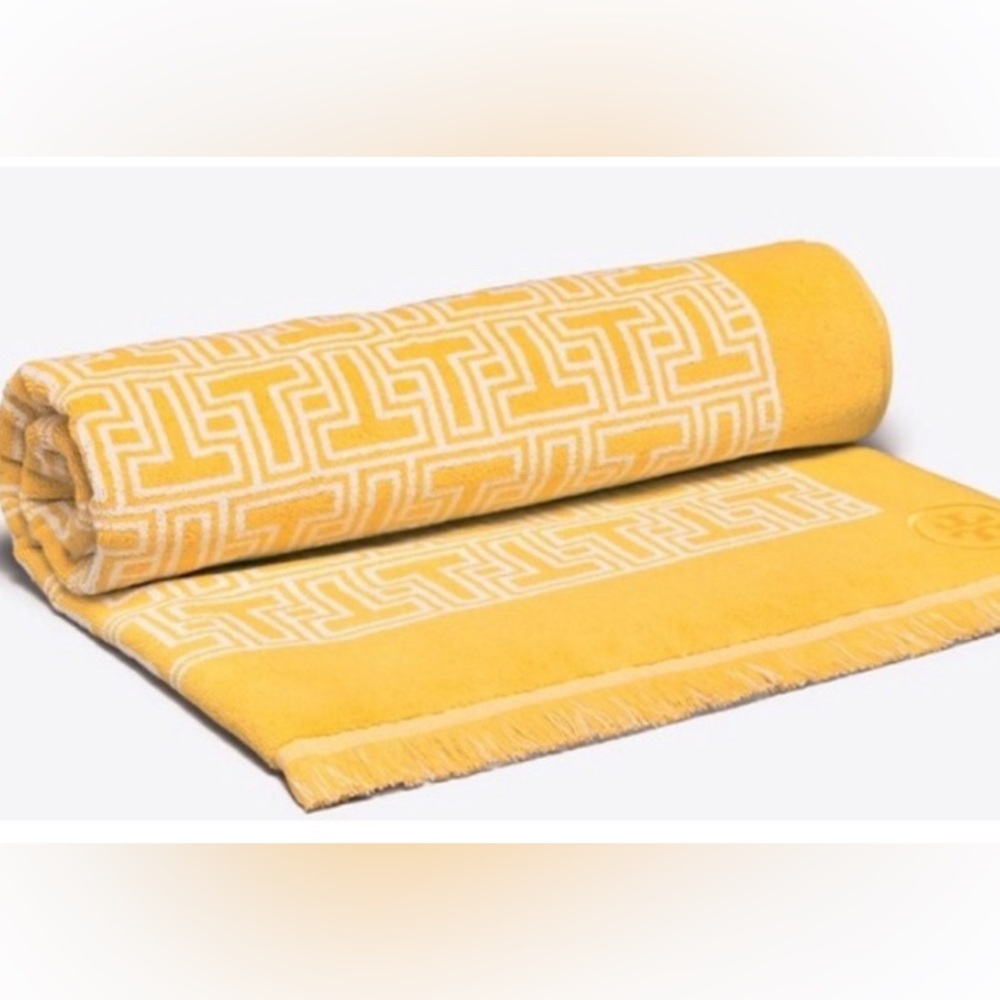 Tory Burch Yellow and White Beach Towel